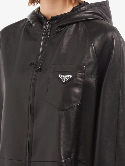 Prada Oversized Hooded Jacket In Black