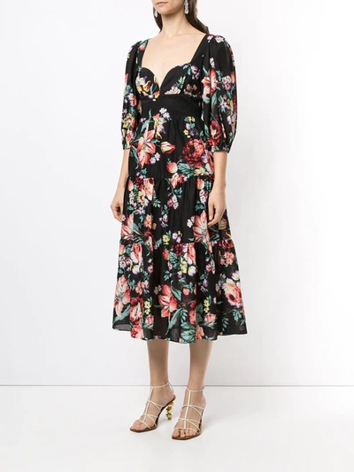 Shop Alice Mccall Baby Dee Floral Midi Dress In Black