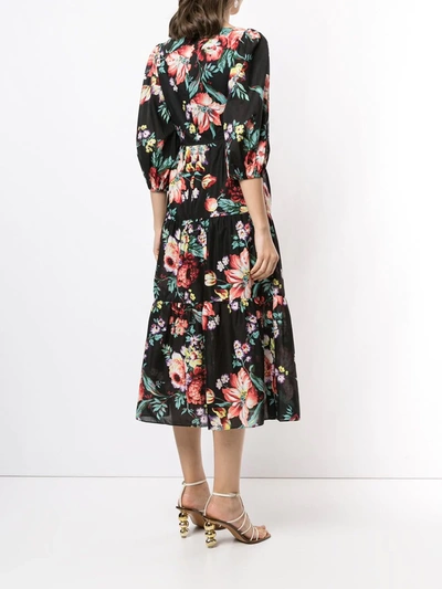 Shop Alice Mccall Baby Dee Floral Midi Dress In Black