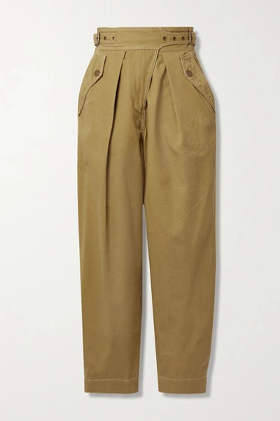 Shop Ulla Johnson Dune Cotton-twill Tapered Pants In Beige