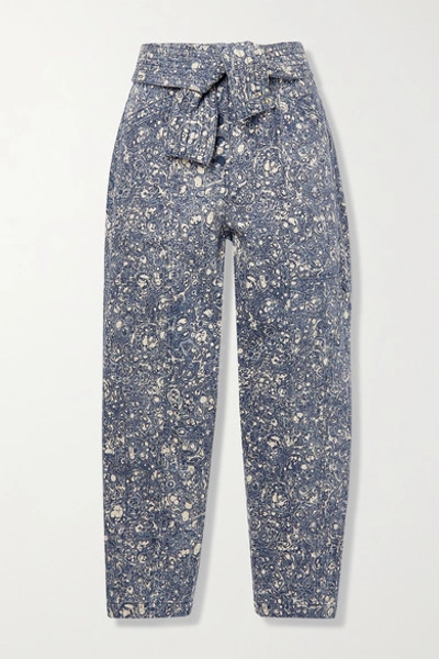 Shop Ulla Johnson Otto Printed High-rise Tapered Jeans In Mid Denim