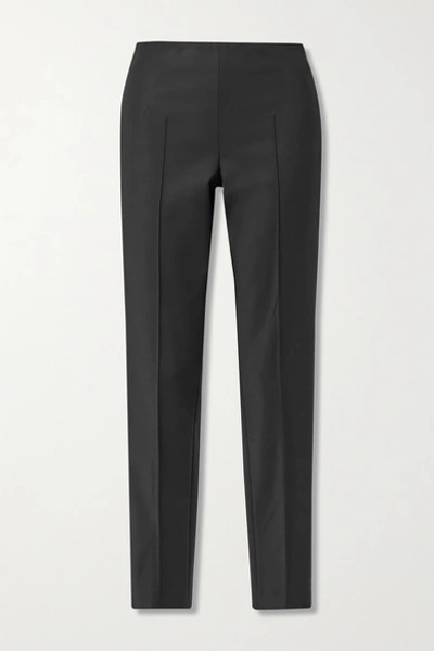 Shop Akris Melissa Wool-blend Slim-leg Pants In Black