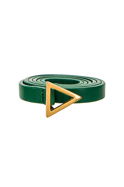 Shop Bottega Veneta Triangle Skinny Belt In Racing Green & Gold