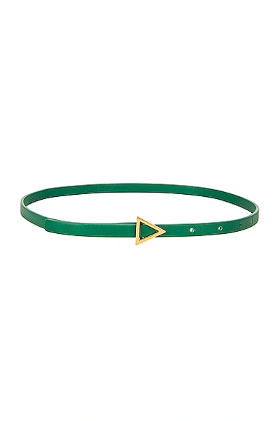 Shop Bottega Veneta Triangle Skinny Belt In Racing Green & Gold