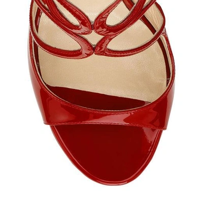 Shop Jimmy Choo Lang Red Patent Leather Strappy Sandals