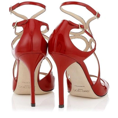Shop Jimmy Choo Lang Red Patent Leather Strappy Sandals