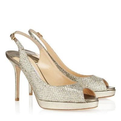 Shop Jimmy Choo Nova Champagne Glitter Fabric Platform Sandals