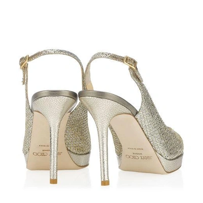 Shop Jimmy Choo Nova Champagne Glitter Fabric Platform Sandals