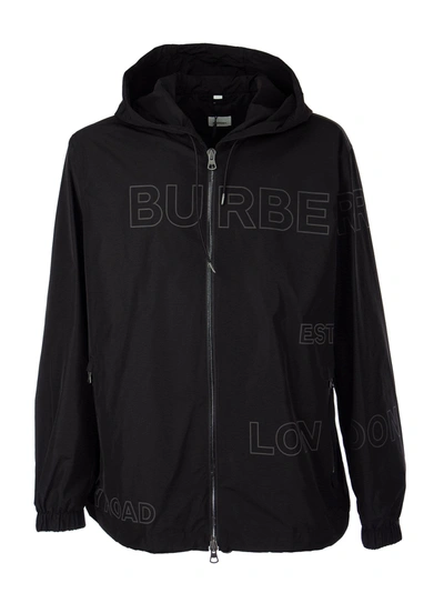 Shop Burberry Stretton - Horseferry Print Shape-memory Taffeta Hooded Jacket In Black