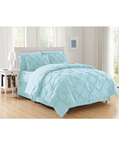 Shop Elegant Comfort Pintuck 8 Pc. Comforter Set, Full/queen In Aqua