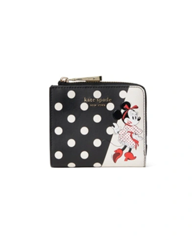 Shop Kate Spade Kate Spde New York Disney X  New York Minnie Mouse Small Bifold Wallet In Black Multi