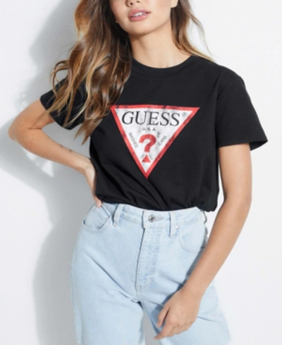 Guess Classic Fit Logo Graphic Tee In Jet Black | ModeSens