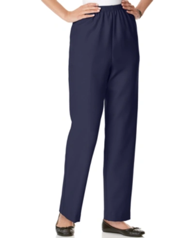 Shop Alfred Dunner Classics Pull-on Straight-leg Pants In Petite And Petite Short In Navy
