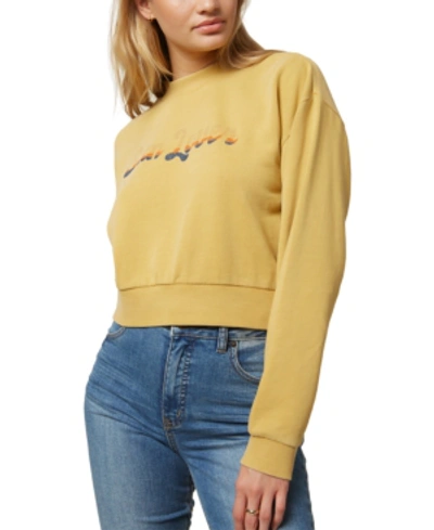 Shop O'neill Juniors' Novie Cotton Cropped Sweatshirt In Goldie