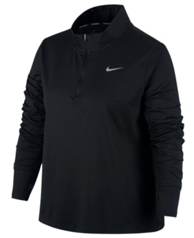 Shop Nike Element Plus Size Women's Half-zip Running Top In Black/reflective Silver