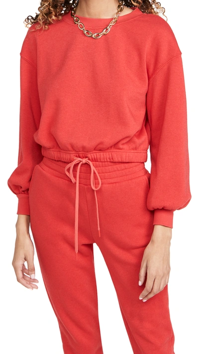 Shop Alice And Olivia Bernetta Pullover With Drawstring In Bright Poppy