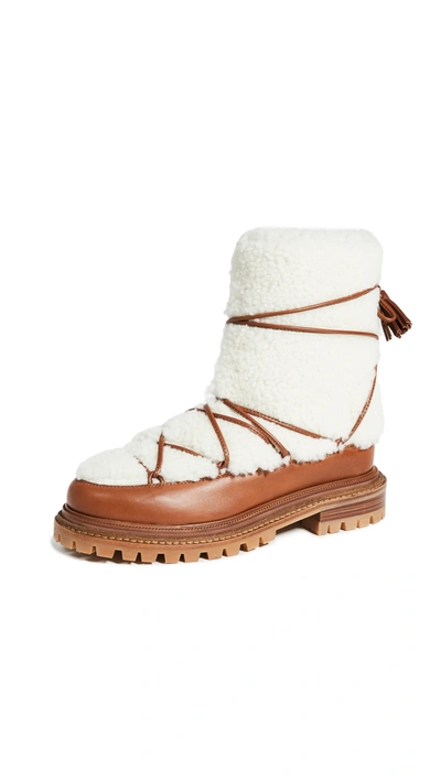 Shop Aquazzura Very Gstaad Booties In Off White/cuoio