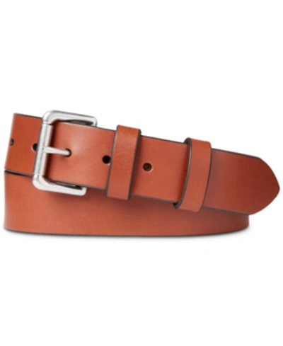 Shop Polo Ralph Lauren Men's Leather Roller-buckle Belt In Classic Tan
