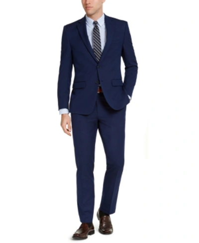 Shop Van Heusen Men's Flex Plain Slim Fit Suits In Bright Navy Blue Solid