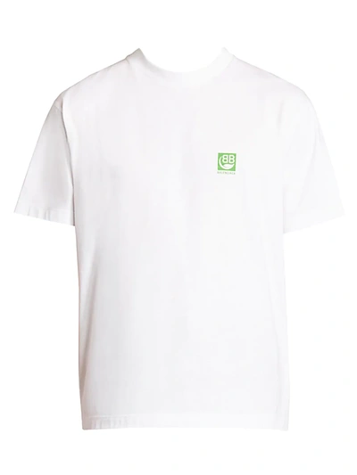 Shop Balenciaga Men's Vintage Logo Jersey T-shirt In White