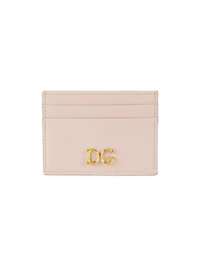 Shop Dolce & Gabbana D & G Girls Leather Card Holder In Powder