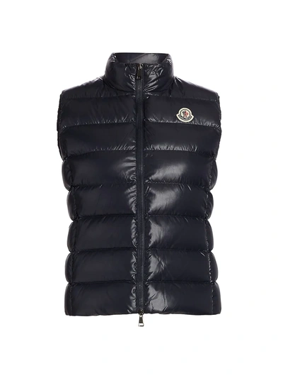 Shop Moncler Ghany Lacque Quilted Down Vest In Navy