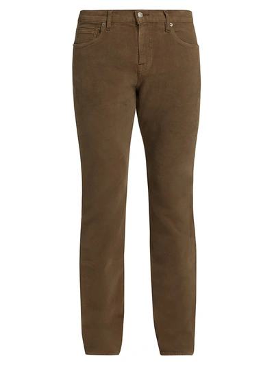 Shop 7 For All Mankind Moleskin Slimmy Straight-fit Pants In Vetiver