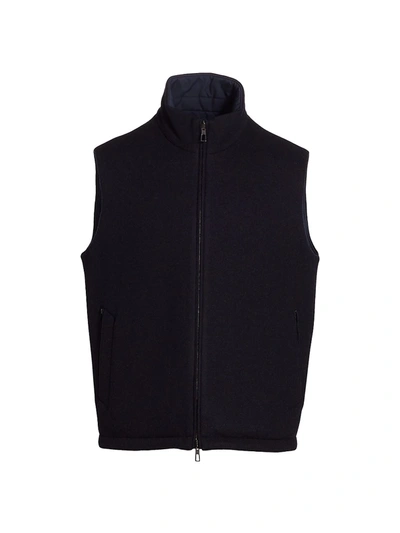 Shop Loro Piana Men's Carrington Reversible Quilted Cashmere-blend Vest In Blue Navy