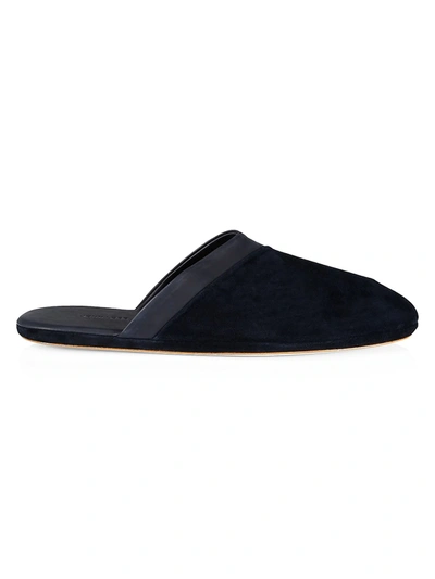 Shop John Lobb Men's Suede Slippers In Indigo