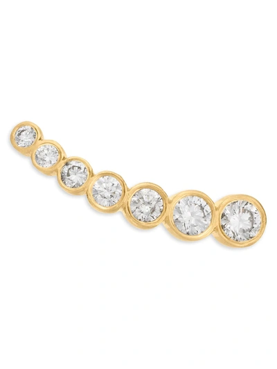 Shop Sophie Bille Brahe Classic Collection 18k Yellow Gold & Diamond Petite Croissant De Lune Single Ear Crawler (left)