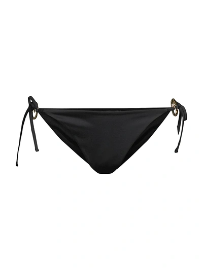 Shop Versace Women's Ring Tie Bikini Bottom In Black