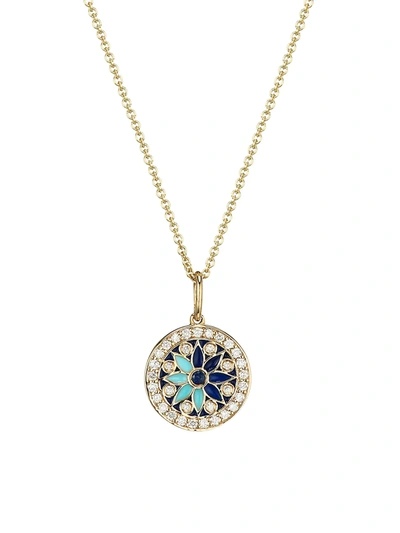 Shop Sydney Evan Women's Small Kaleidoscope Pavé Diamond, Sapphire & 14k Yellow Gold Charm