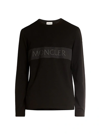 Shop Moncler Long-sleeve Inlay Logo T-shirt In Black