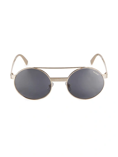 Shop Versace 52mm Round Polarized Sunglasses In Gold