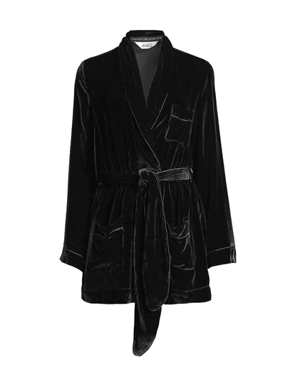 Shop Sleeping With Jacques Bon Vivant Velvet Robe In Black