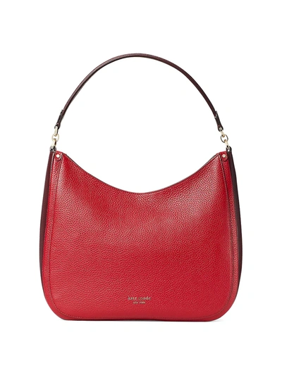 Shop Kate Spade Women's Large Roulette Leather Hobo Bag In Red Currant