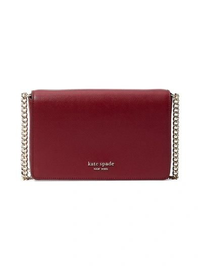 Shop Kate Spade Women's Spencer Leather Wallet-on-chain In Red Currant