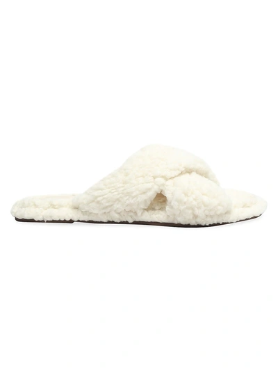 Shop Schutz Dynora Faux Shearling Slippers In Areia