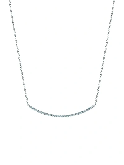 Shop Birks Women's Rosée Du Matin 18k White Gold & Diamond Curved Bar Necklace