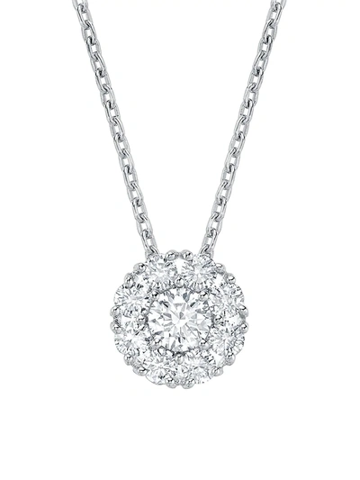 Shop Birks Women's Snowflake 18k White Gold & Diamond Cluster Small Round Large Pendant Necklace