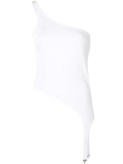 Shop Dion Lee One-shoulder Suspender Hem Top In White