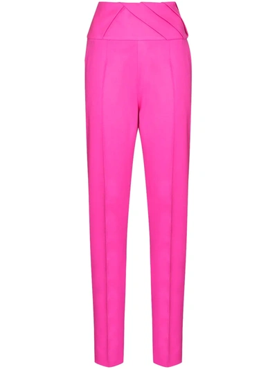Shop Attico Pleated-detail Straight-leg Trousers In Pink