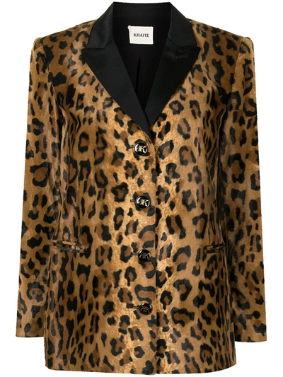 Shop Khaite Leopard-print Blazer In Brown