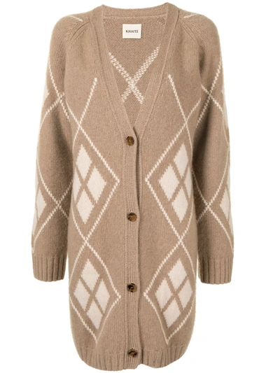 Shop Khaite Argyle-intarsia Midi Cardigan In Neutrals