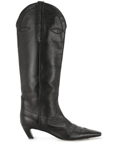 Shop Khaite The Dallas 50mm Knee-high Boots In Black