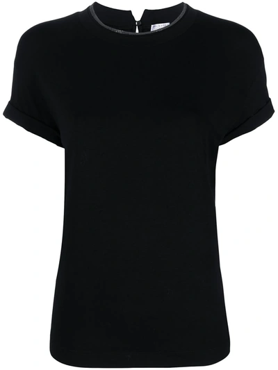 Shop Brunello Cucinelli Rolled-sleeve T-shirt In Black