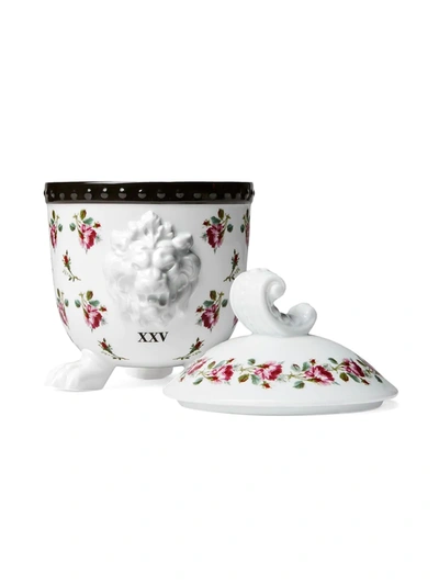 Shop Gucci Mehen, Rose Print Lion Candle In White