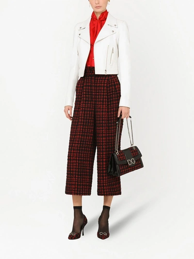 Shop Dolce & Gabbana Cropped Tweed Culottes In Red