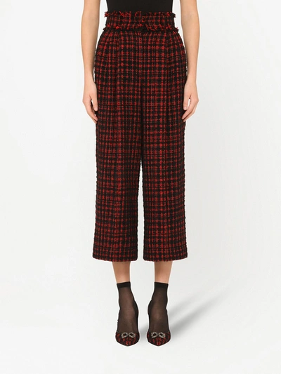 Shop Dolce & Gabbana Cropped Tweed Culottes In Red