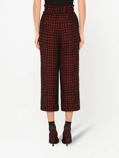 Shop Dolce & Gabbana Cropped Tweed Culottes In Red
